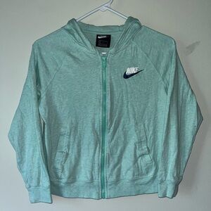 Nike Girls Light Blue Full Zip Light Weight Hooded Sweatshirt, Size Large